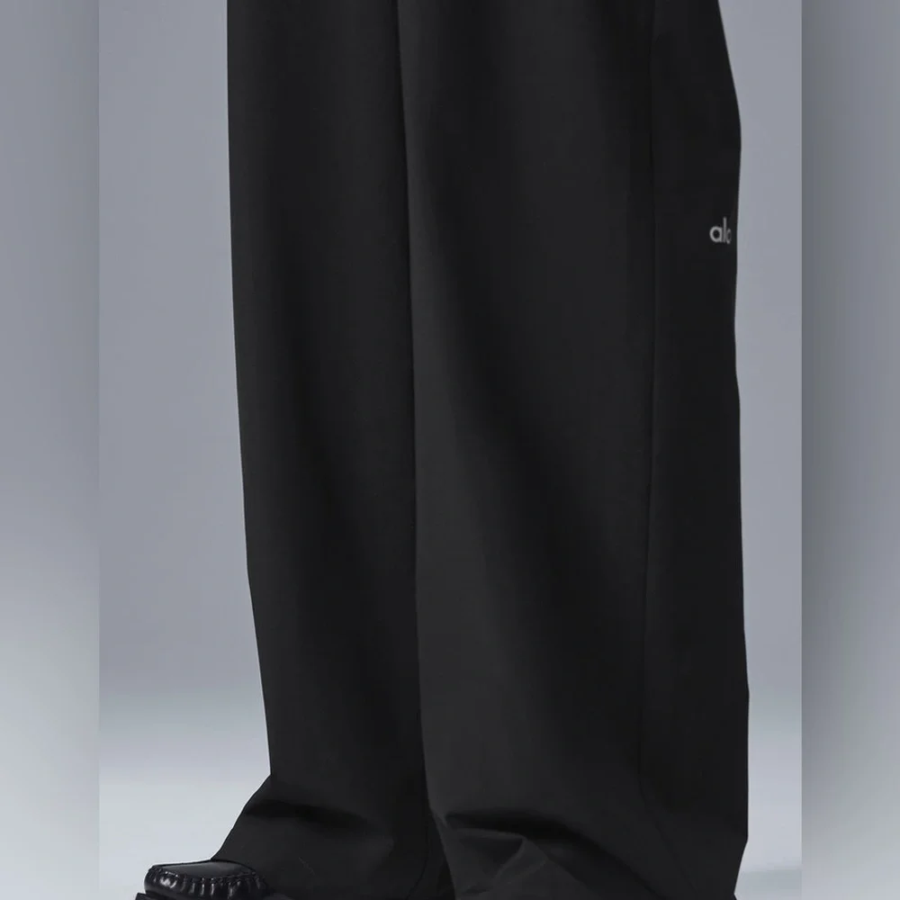 ALO Yoga Black Wide-Leg High-Rise Pants - Picture 9 of 16